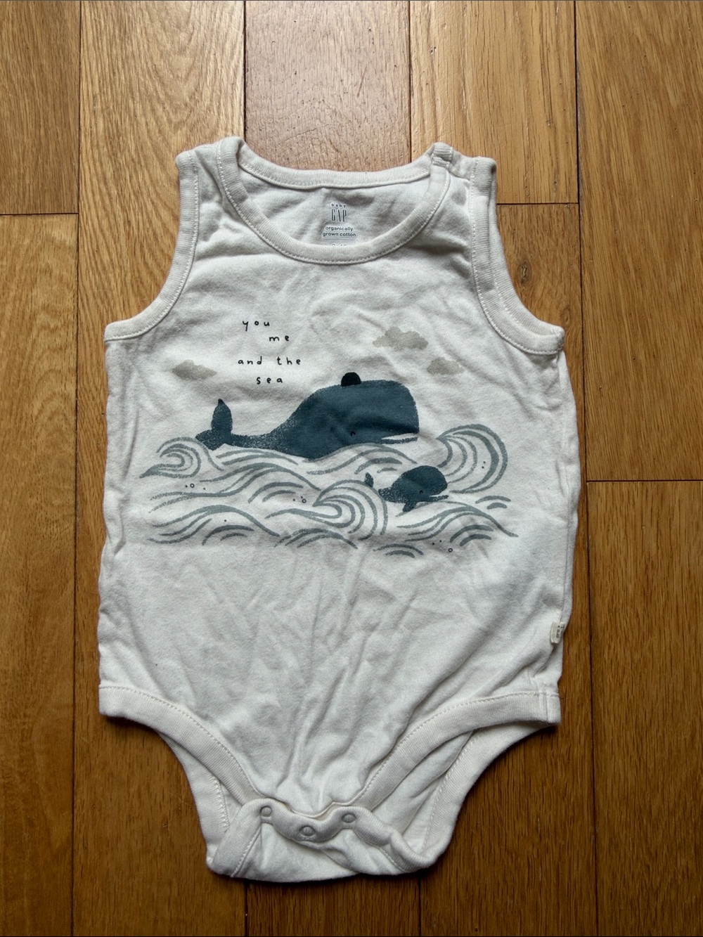 GAP White Baby Tank Onesie with Blue Whale Graphic